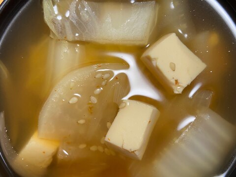 豆腐と大根の豆板醤スープ